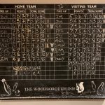 Away game against Woodborough Hotel, Winscombe (Maxwell), league game, won by 384 pins to 362